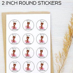 Pack Of 100 Stickers 2 inches round and 100 Thank You Cards 4x2.8inches